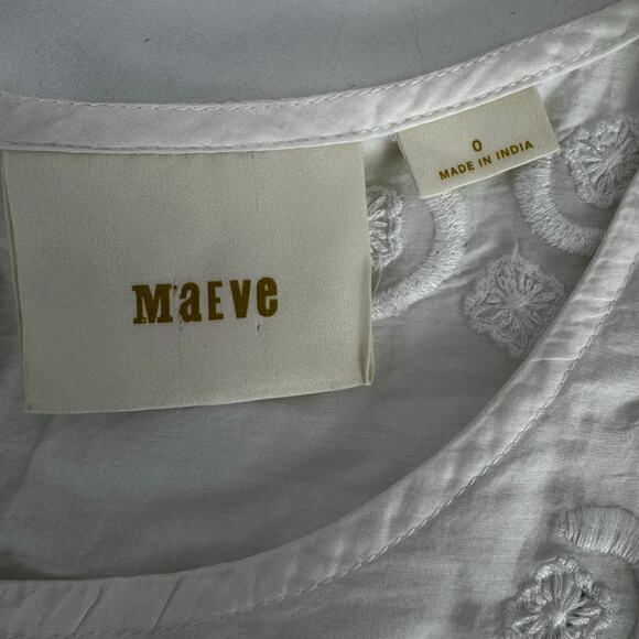 Anthropologie Maeve Lavinia Beaded Embriorered Top White Floral Women’s Size 0 - Picture 5 of 8